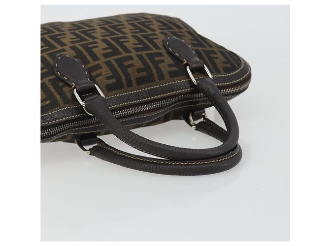 Borsa a Mano FENDI Zucca Canvas Nero Marrone Auth ka4970 - vista 7
