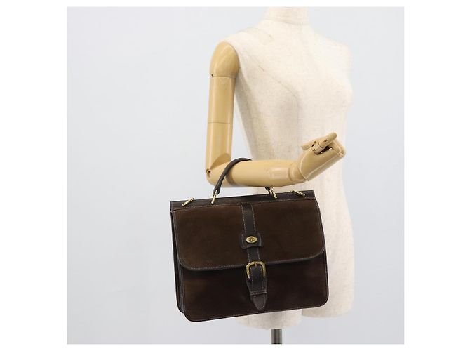 Borsa GUCCI Scamosciato Marrone Oro Auth ep14913 D'oro - vista 17