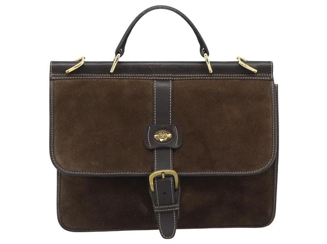 Borsa GUCCI Scamosciato Marrone Oro Auth ep14913 D'oro - vista 2