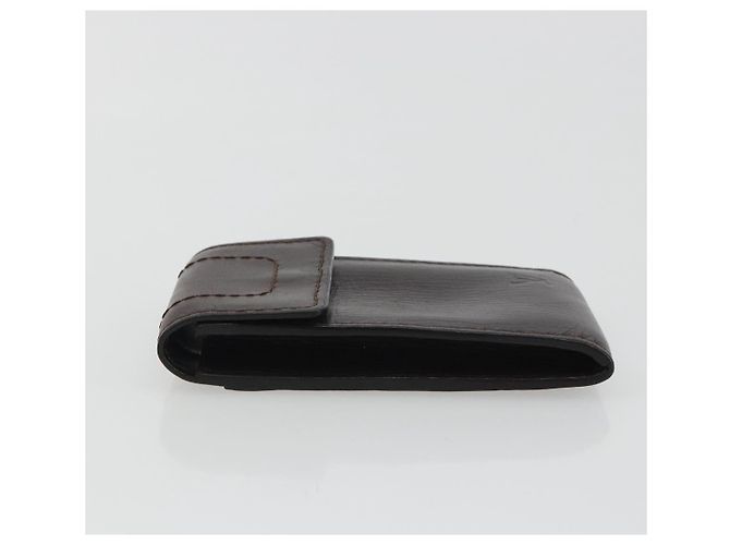 LOUIS VUITTON Utah Porte Cles Badge Pouch Leather Brown M92539 LV Auth bs35889 Castaño - vista 4