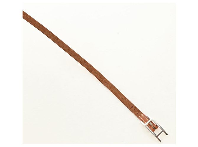 Hermès Bracciale HERMES Appi 3 in pelle marrone argento Auth bs35862M - vista 12