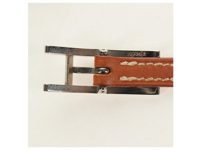 Hermès Bracciale HERMES Appi 3 in pelle marrone argento Auth bs35862M - vista 13