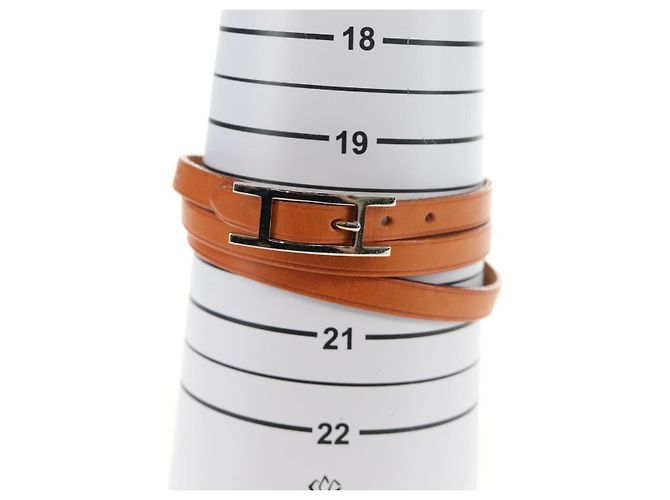 Hermès Bracciale HERMES Appi 3 in pelle marrone argento Auth bs35862M - vista 16