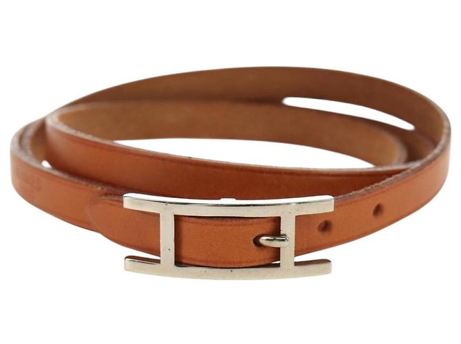 Hermès Bracciale HERMES Appi 3 in pelle marrone argento Auth bs35862M - vista 2