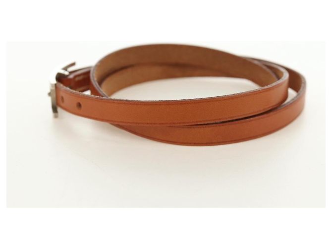 Hermès Bracciale HERMES Appi 3 in pelle marrone argento Auth bs35862M - vista 4