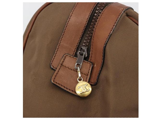 Céline Borsa Boston CELINE in tela Khaki Gold Auth bs35810 D'oro Cachi - vista 15
