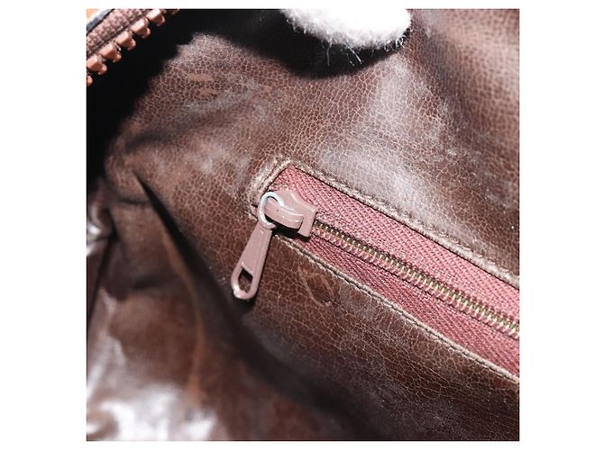 Céline Borsa Boston CELINE in tela Khaki Gold Auth bs35810 D'oro Cachi - vista 19