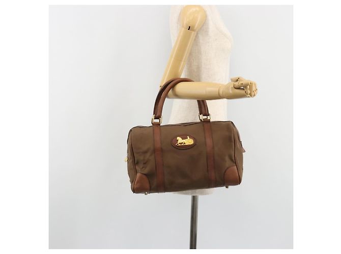 Céline Borsa Boston CELINE in tela Khaki Gold Auth bs35810 D'oro Cachi - vista 21