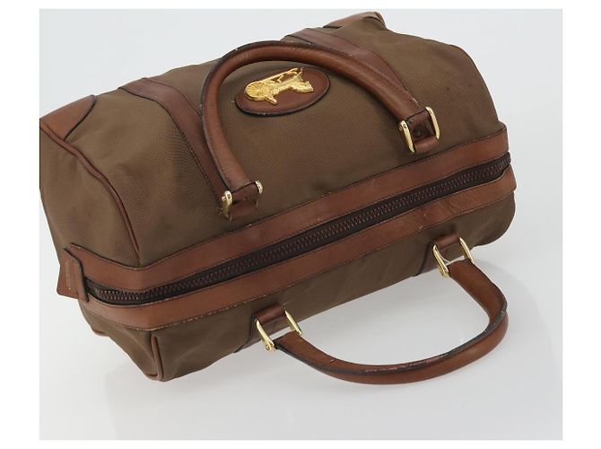 Céline Borsa Boston CELINE in tela Khaki Gold Auth bs35810 D'oro Cachi - vista 6