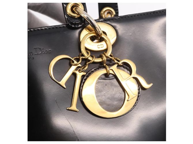 Bolso Christian Dior de charol negro y oro Auténtico bs35940 Dorado - vista 16
