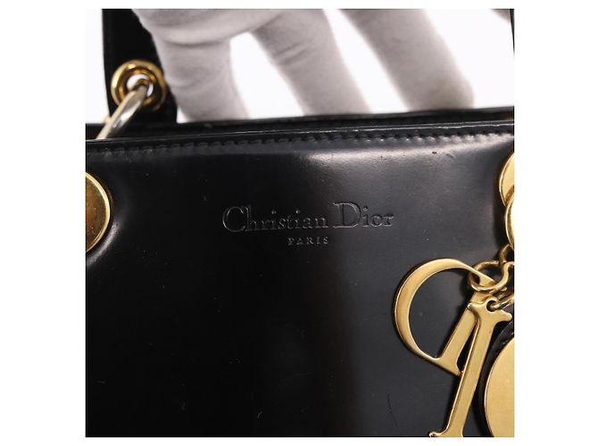 Bolso Christian Dior de charol negro y oro Auténtico bs35940 Dorado - vista 17