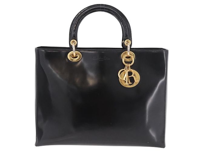 Bolso Christian Dior de charol negro y oro Auténtico bs35940 Dorado - vista 2