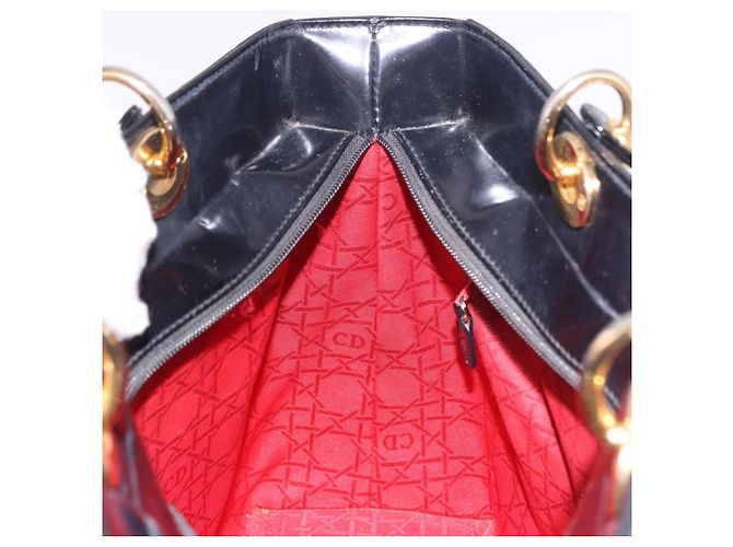 Bolso Christian Dior de charol negro y oro Auténtico bs35940 Dorado - vista 22