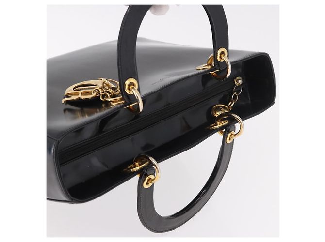 Bolso Christian Dior de charol negro y oro Auténtico bs35940 Dorado - vista 6