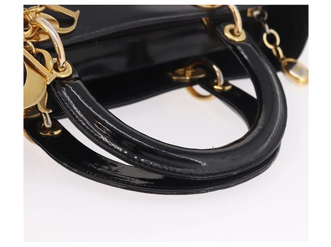 Bolso Christian Dior de charol negro y oro Auténtico bs35940 Dorado - vista 7