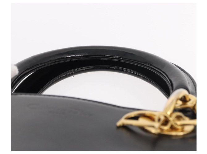 Bolso Christian Dior de charol negro y oro Auténtico bs35940 Dorado - vista 8