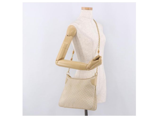 Borsa a Spalla GUCCI Micro GG Canvas Bamboo Chain Ivory Gold Auth 186588 D'oro Crudo - vista 23