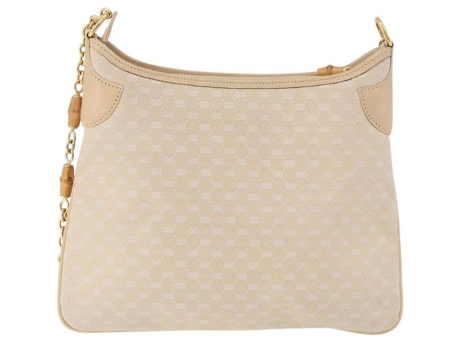 Borsa a Spalla GUCCI Micro GG Canvas Bamboo Chain Ivory Gold Auth 186588 D'oro Crudo - vista 4