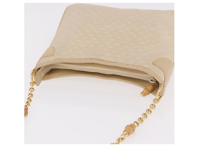 Borsa a Spalla GUCCI Micro GG Canvas Bamboo Chain Ivory Gold Auth 186588 D'oro Crudo - vista 7