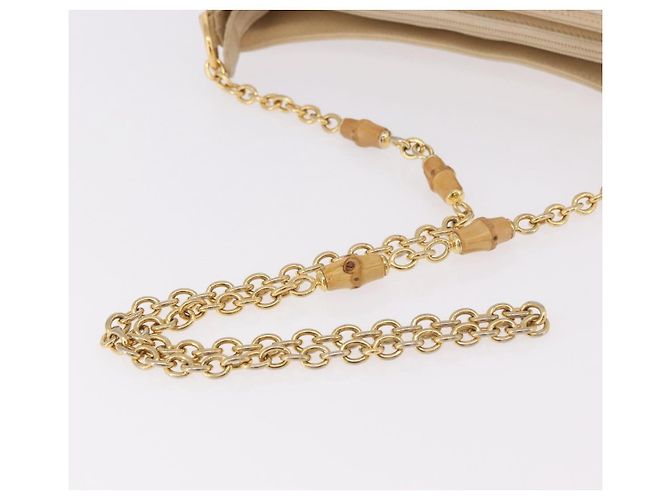 Borsa a Spalla GUCCI Micro GG Canvas Bamboo Chain Ivory Gold Auth 186588 D'oro Crudo - vista 8