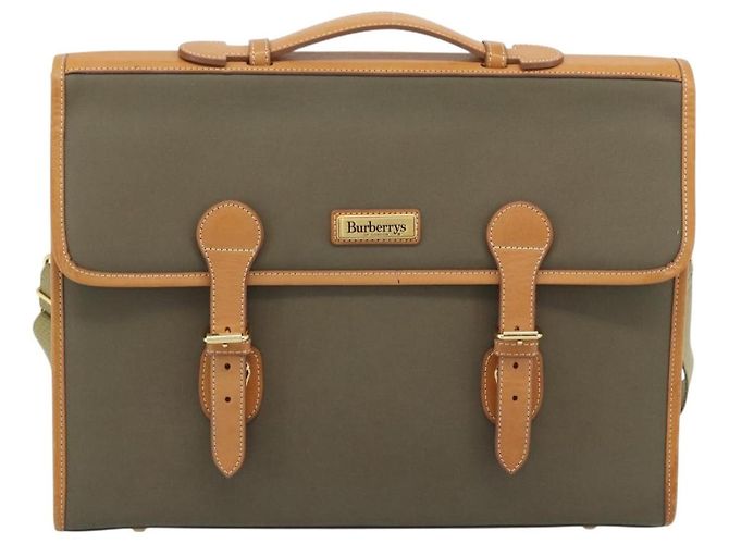 Borsa Business Burberrys Canvas 2way Marrone Oro Auth bs35965 D'oro - vista 2