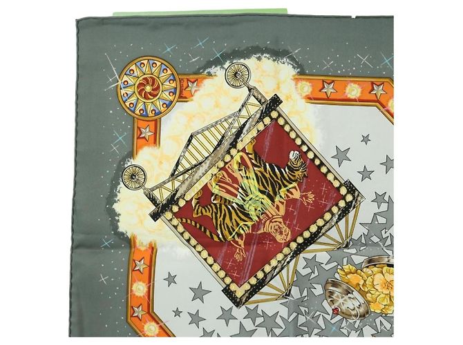 Hermès HERMES Carré 90 Schal "La Magie" Seide Grau Authentisch hk3928M Braun - Ansicht 2