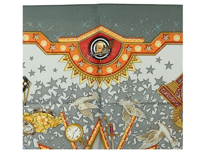 Hermès HERMES Carré 90 Schal "La Magie" Seide Grau Authentisch hk3928M Braun - Ansicht 3
