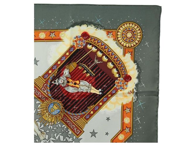 Hermès HERMES Carré 90 Schal "La Magie" Seide Grau Authentisch hk3928M Braun - Ansicht 4