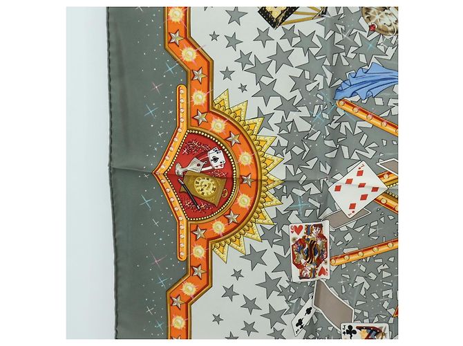 Hermès HERMES Carré 90 Schal "La Magie" Seide Grau Authentisch hk3928M Braun - Ansicht 5
