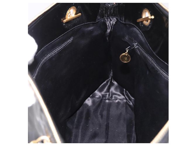 CHANEL Chain Tote Bag aus Lackleder Schwarz Gold CC Auth BA13602A Golden - Ansicht 18