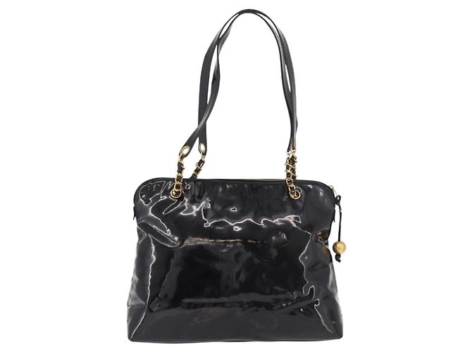 CHANEL Chain Tote Bag aus Lackleder Schwarz Gold CC Auth BA13602A Golden - Ansicht 3