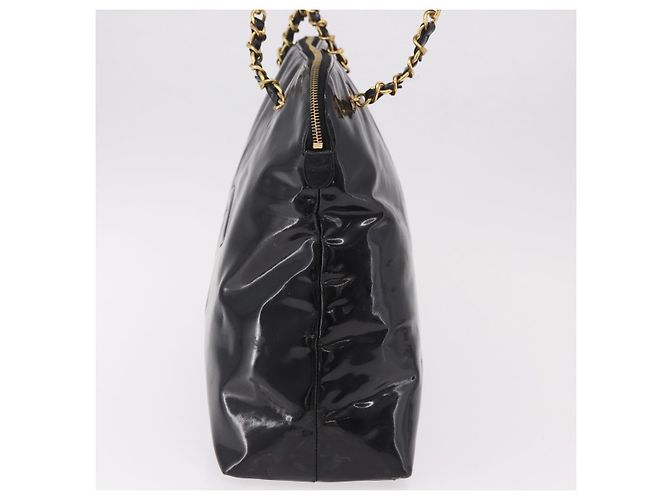 CHANEL Chain Tote Bag aus Lackleder Schwarz Gold CC Auth BA13602A Golden - Ansicht 4