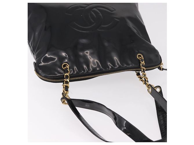 CHANEL Chain Tote Bag aus Lackleder Schwarz Gold CC Auth BA13602A Golden - Ansicht 6