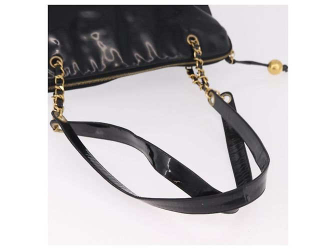 CHANEL Chain Tote Bag aus Lackleder Schwarz Gold CC Auth BA13602A Golden - Ansicht 7