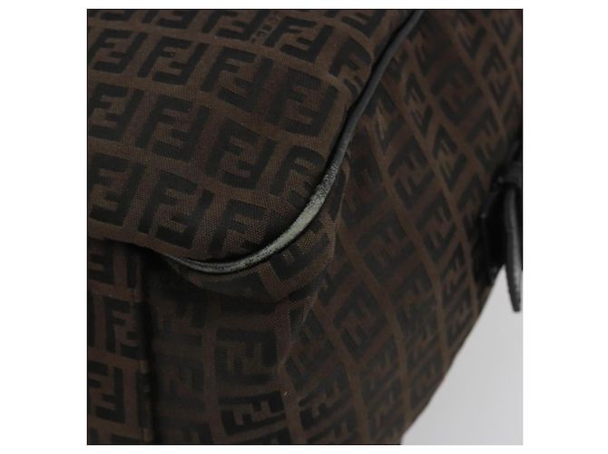 FENDI Zucchino Canvas Boston Bag Dunkelbraun Silber Auth 188276 - Ansicht 12