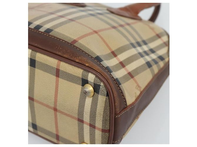 Borsa a mano Burberrys Nova Check PVC Beige Oro Auth ep15040 D'oro - vista 10