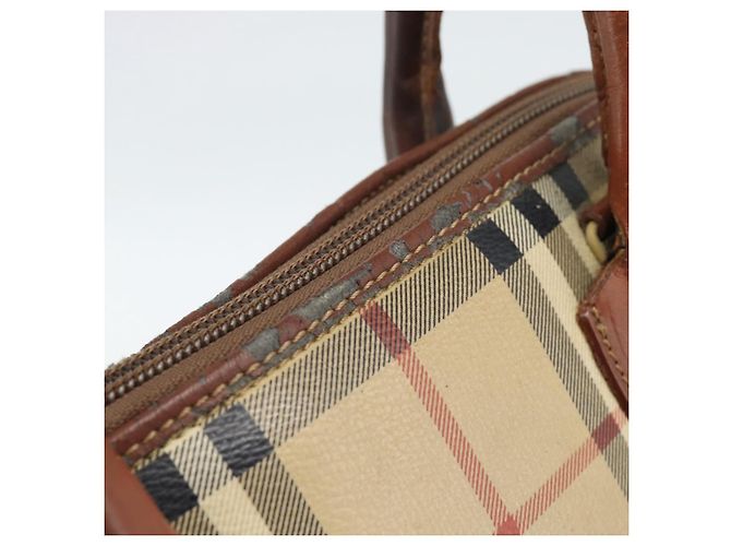 Borsa a mano Burberrys Nova Check PVC Beige Oro Auth ep15040 D'oro - vista 15