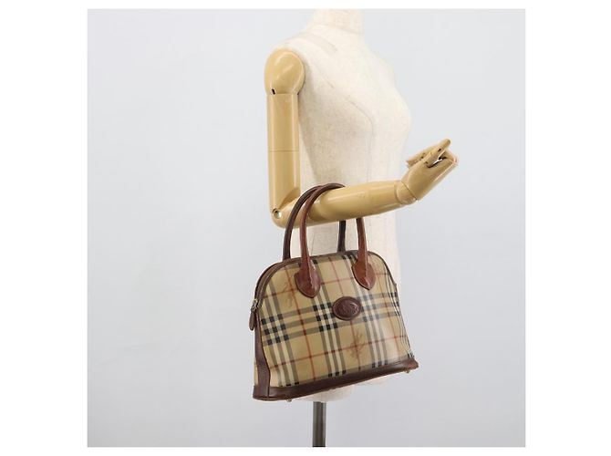 Borsa a mano Burberrys Nova Check PVC Beige Oro Auth ep15040 D'oro - vista 22