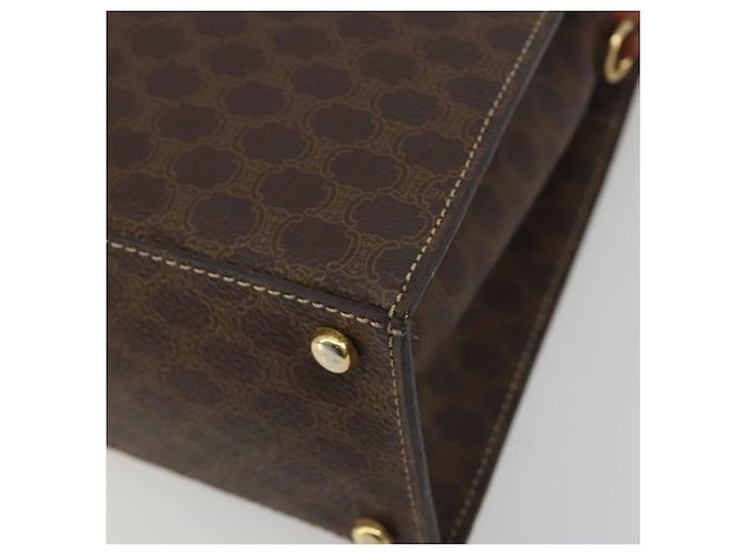 Céline Borsa CELINE Macadam Canvas PVC Pelle Marrone Oro Auth 189671 D'oro - vista 10