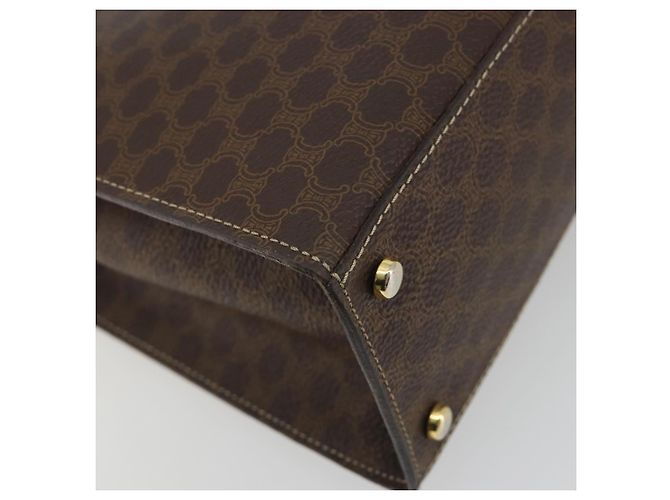 Céline Borsa CELINE Macadam Canvas PVC Pelle Marrone Oro Auth 189671 D'oro - vista 13