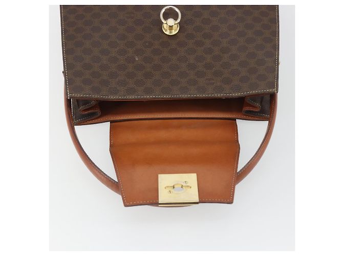 Céline Borsa CELINE Macadam Canvas PVC Pelle Marrone Oro Auth 189671 D'oro - vista 15