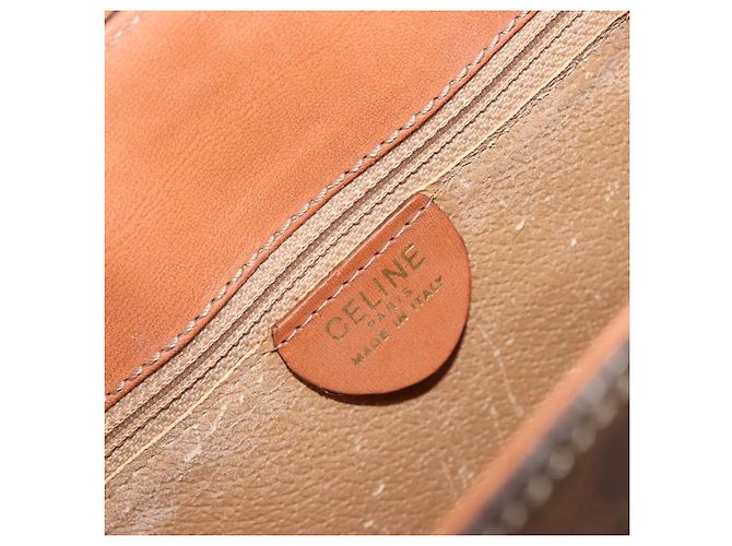Céline Borsa CELINE Macadam Canvas PVC Pelle Marrone Oro Auth 189671 D'oro - vista 16