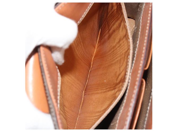Céline Borsa CELINE Macadam Canvas PVC Pelle Marrone Oro Auth 189671 D'oro - vista 21
