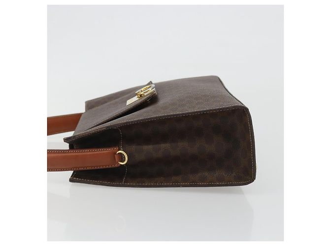 Céline Borsa CELINE Macadam Canvas PVC Pelle Marrone Oro Auth 189671 D'oro - vista 5