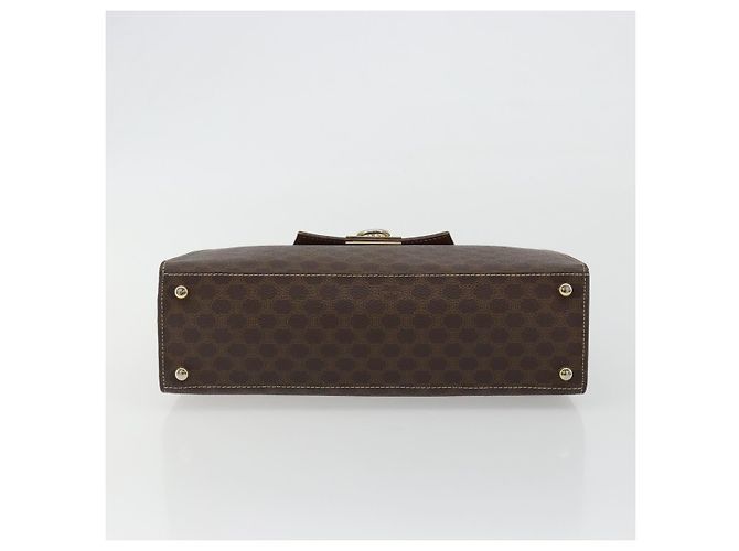 Céline Borsa CELINE Macadam Canvas PVC Pelle Marrone Oro Auth 189671 D'oro - vista 9