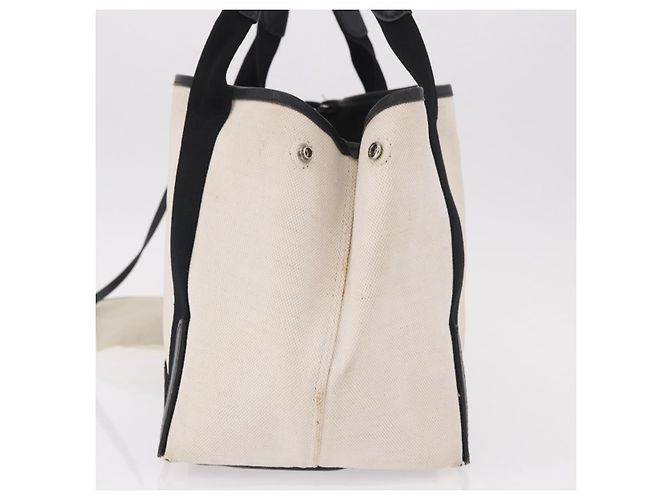 BALENCIAGA Cabas M Tote Bag Navy aus Canvas und Leder Ivory Silver 339933 Auth 190340 - Ansicht 4