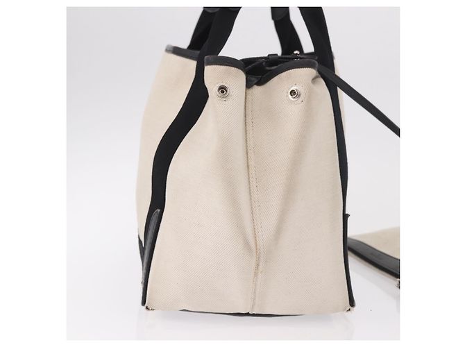 BALENCIAGA Cabas M Tote Bag Navy aus Canvas und Leder Ivory Silver 339933 Auth 190340 - Ansicht 5