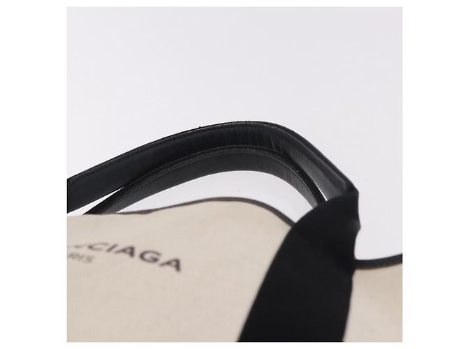 BALENCIAGA Cabas M Tote Bag Navy aus Canvas und Leder Ivory Silver 339933 Auth 190340 - Ansicht 8