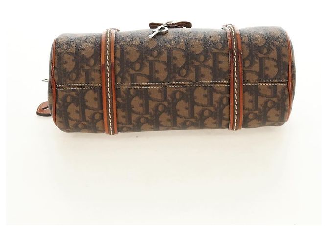 Borsa Christian Dior Trotter Canvas Romantic PVC Marrone Argento Auth 189127M - vista 10