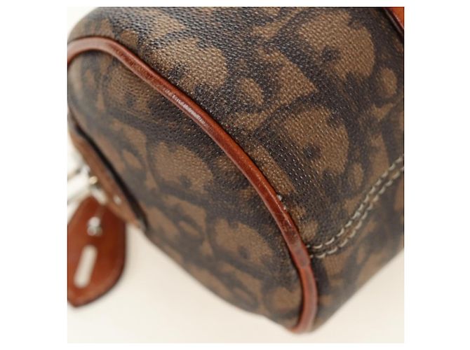Borsa Christian Dior Trotter Canvas Romantic PVC Marrone Argento Auth 189127M - vista 11